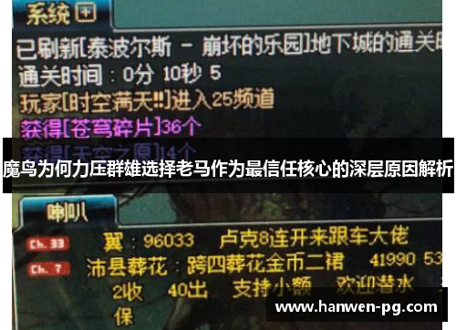 魔鸟为何力压群雄选择老马作为最信任核心的深层原因解析